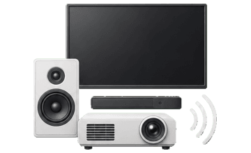 Display, speakers, projector, and wireless audio video equipment